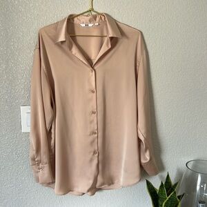 COPY - Uniqlo beige XL satin button up women’s blouse